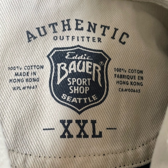 Vintage Eddie BauerMens XXL Faded Spell Out Heavyweight Long Sleeve Rugby Polo - Picture 3 of 7